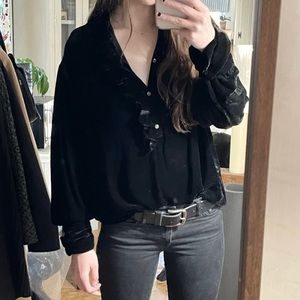 Vtg Ralph Lauren velvet ruffle dress blouse